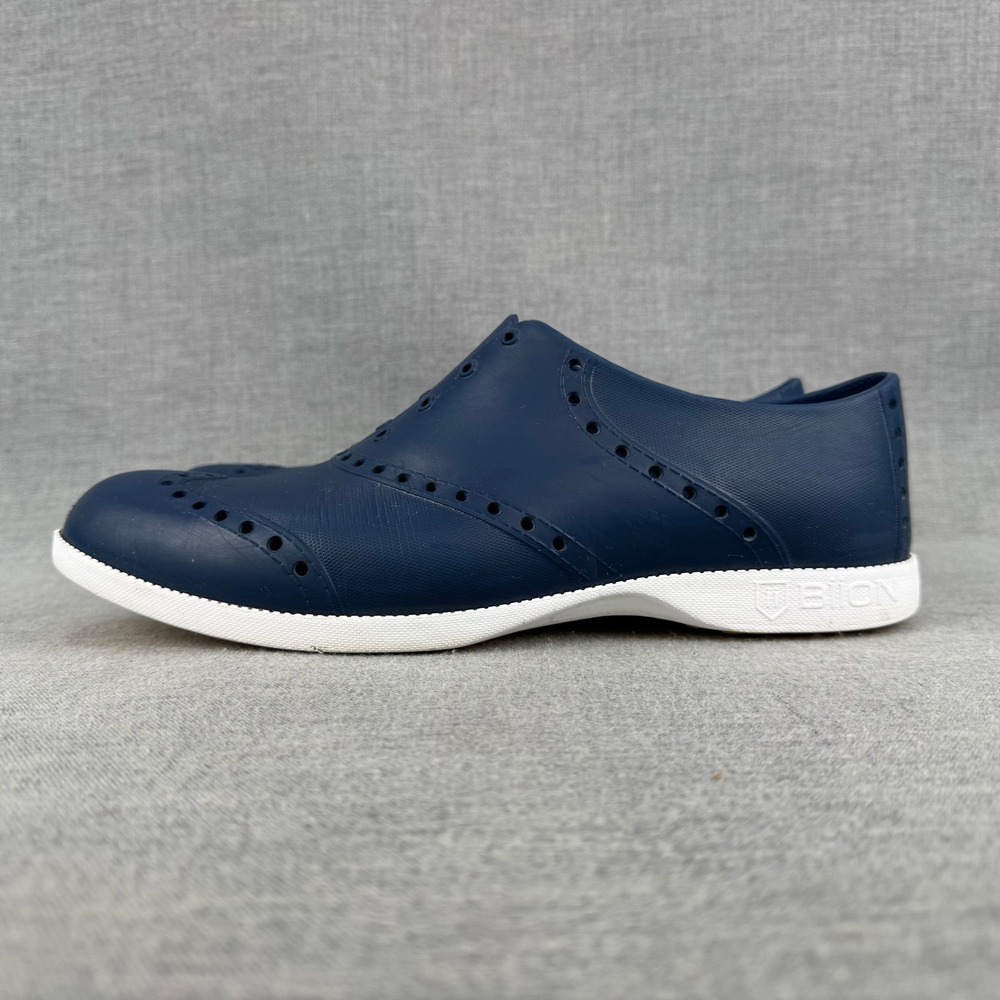 BiiON Oxford Wingtip Golf Shoes Men's Size 10 Navy Blue Spikeless Slip On - Picture 4 of 9